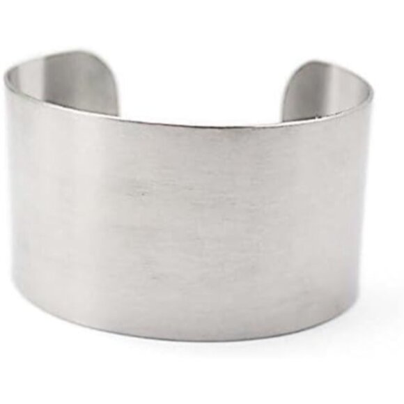 Silver Stainless Steel Wide Cuff Bangle for Women Punk Bracelet Adjustable - Picture 3 of 7